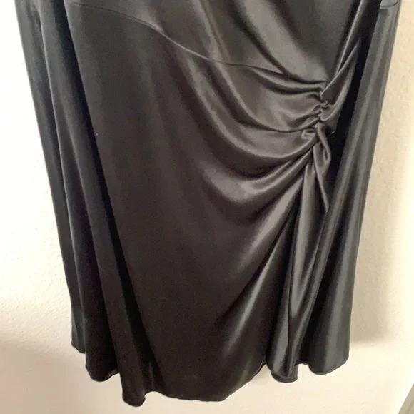 Bebe One Shoulder Satin Slip Side Slit Dress